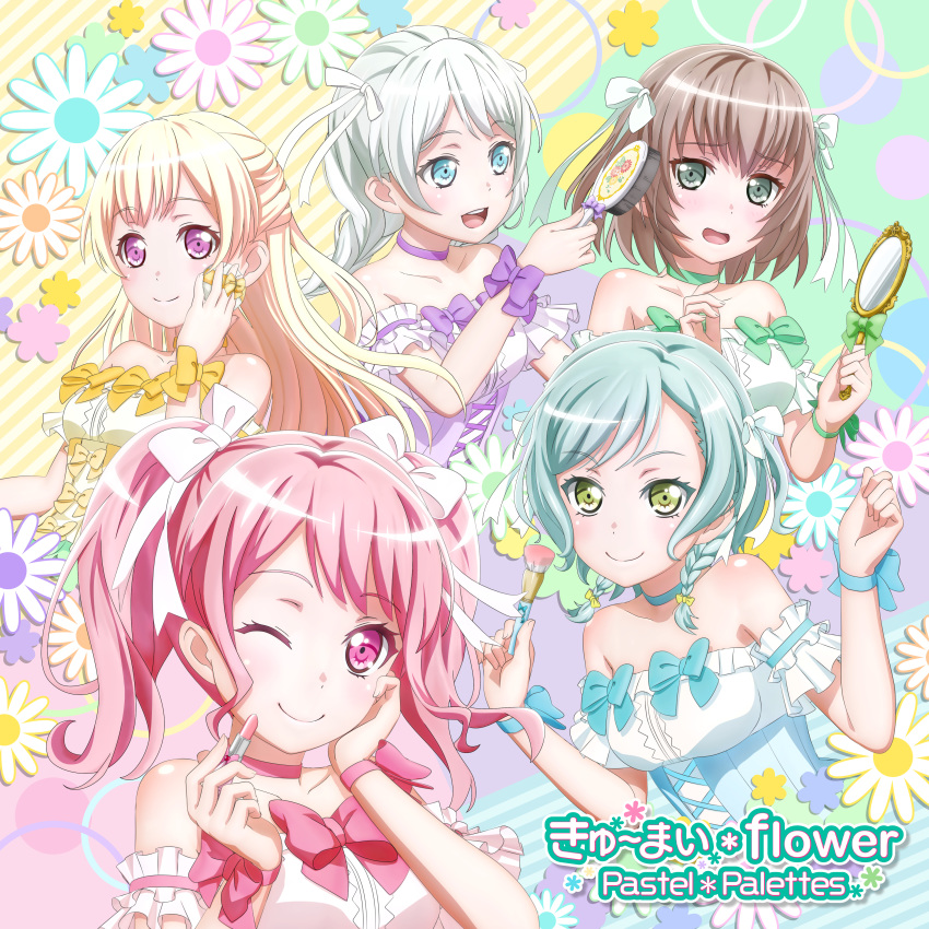 bang_dream! disc_cover dress hikawa_hina maruyama_aya shirasagi_chisato tagme wakamiya_eve yamato_maya