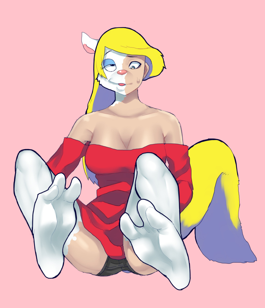 2018 absurd_res animal_humanoid animaniacs blonde_hair breasts clothing female hair hi_res human_to_anthro humanoid mammal mammal_humanoid menma911 minerva_mink mustelid mustelid_humanoid musteline musteline_humanoid open_mouth simple_background sitting solo species_transformation surprise transformation underwear warner_brothers