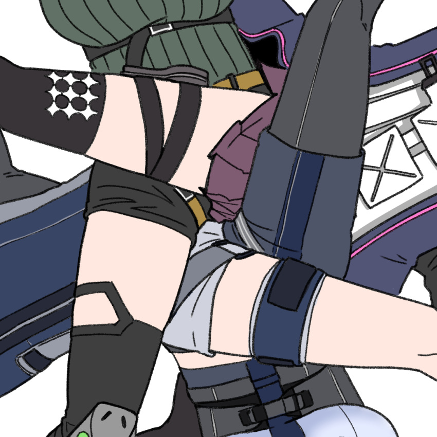 4girls ak-12_(girls_frontline) an-94_(girls_frontline) defy_(girls_frontline) girls_frontline m4a1_(girls_frontline) multiple_girls pants pleated_skirt radish_p short_shorts shorts skirt st_ar-15_(girls_frontline) tactical_clothes thigh_strap thighhighs thighs