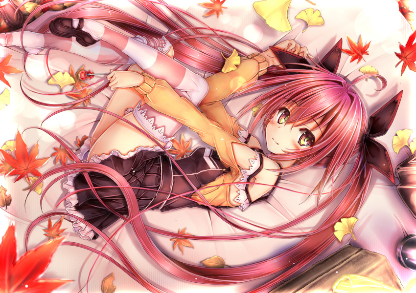 date_a_live itsuka_kotori leaves tagme_(artist) thighhighs twintails