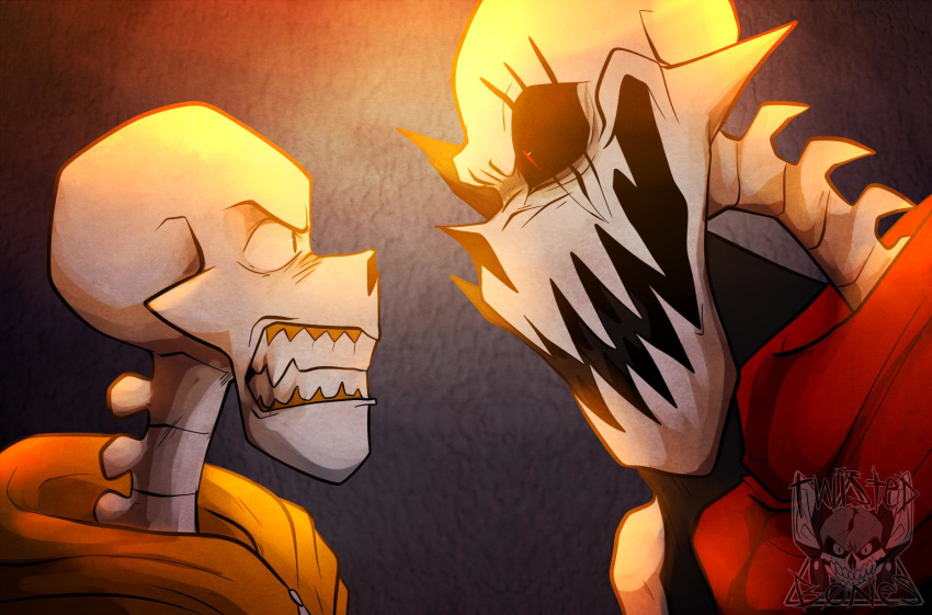 alternate_universe animated_skeleton bone duo hi_res lizheru not_furry papyrus_(undertale) skeleton undead underfell underswap undertale video_games