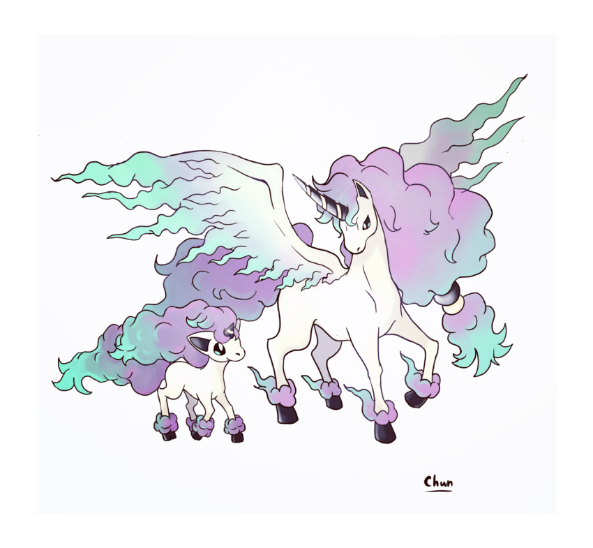 2019 accessory alpha_channel ambiguous_gender black_hooves black_horn black_stripes blue_mane blue_tail blue_wings border chunnie249 cool_colors cub digital_drawing_(artwork) digital_media_(artwork) duo equid evolutionary_family eye_contact fak&eacute;mon feathering feral fluffy fluffy_tail full-length_portrait fur galarian_ponyta hair_accessory hooves horn level_difference light_theme looking_at_another looking_down looking_up mammal mane multicolored_mane multicolored_wings nintendo pink_mane pok&eacute;mon pok&eacute;mon_(species) portrait purple_mane purple_tail purple_wings quadruped regional_variant simple_background size_difference smile snout standing striped_horn stripes transparent_border two_tone_horn two_tone_tail unicorn unicorn_horn video_games white_background white_body white_horn white_stripes white_wings winged_unicorn wings young