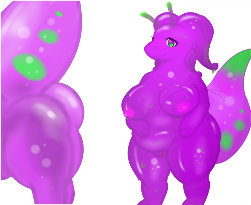 absurd_res anthro belly big_belly big_breasts big_butt breasts butt dragon female gastropod goodra hi_res jelly looking_at_viewer lugio-france mollusk nintendo overweight overweight_female pok&eacute;mon pok&eacute;mon_(species) pussy simple_background video_games