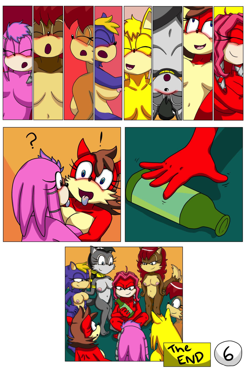 absurd_res bernadette_hedgehog clothing female female/female hi_res julie-su lien-da lupe_the_wolf nipples pussy rosemary_prower sally_acorn sex sonic_(series) tinydevilhorns tinydevilhorns_(artist) zooey_the_fox