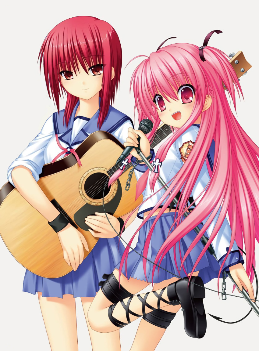 angel_beats! garter guitar iwasawa key na-ga possible_duplicate seifuku tail yui_(angel_beats!)