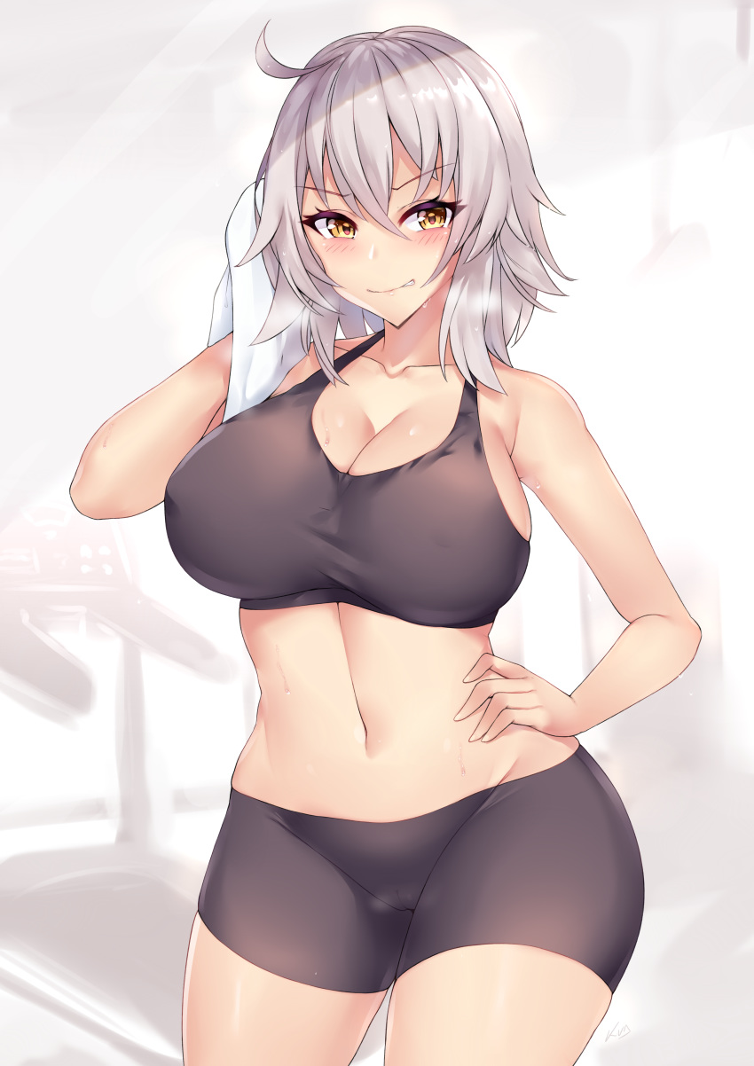 bike_shorts cameltoe cleavage fate/grand_order gym_uniform jeanne_d'arc jeanne_d'arc_(alter)_(fate) kuavera