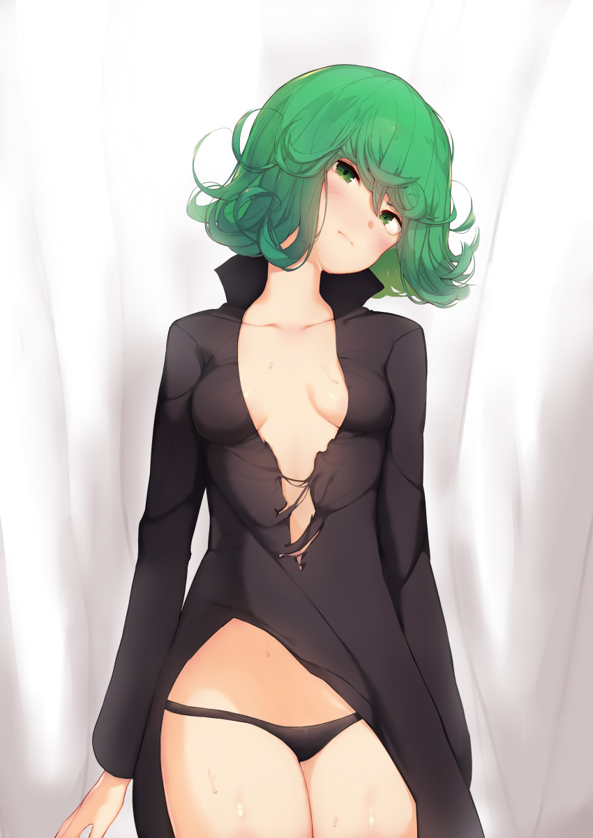 dress no_bra one_punch_man open_shirt pantsu tagme tatsumaki_(one_punch_man) torn_clothes