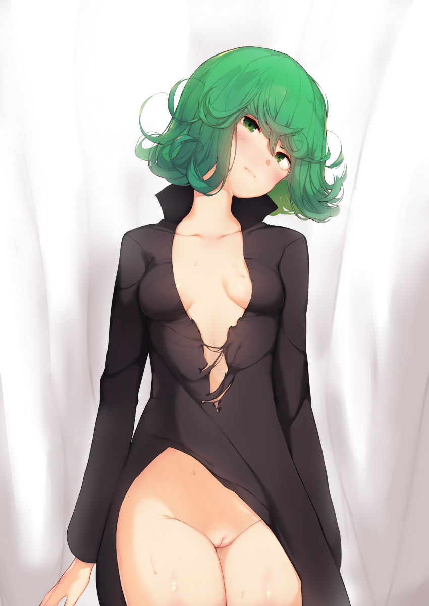 dress no_bra nopan one_punch_man open_shirt pussy tagme tatsumaki_(one_punch_man) torn_clothes uncensored