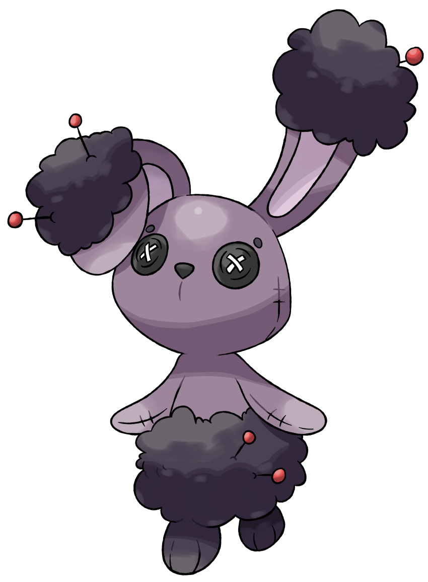 absurdres animal_ears black_eyes buneary bunny_ears button_eyes cowctus doll english_commentary full_body furry gen_4_pokemon highres no_humans no_mouth pin pokemon pokemon_(creature) solo standing transparent_background