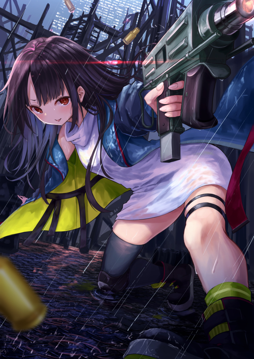 c-ms_(girls_frontline) dress garter girls_frontline gun knoy3356 see_through thighhighs wet wet_clothes