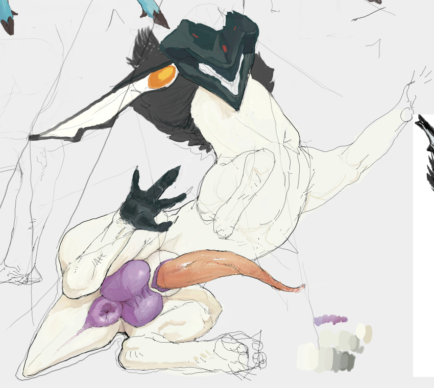 amygdahlia_(artist) animal_genitalia anus balls black_hair curved_penis drawpile genitals hair hi_res male penis puffy_anus quadruped sheath sketch solo tapering_penis taur