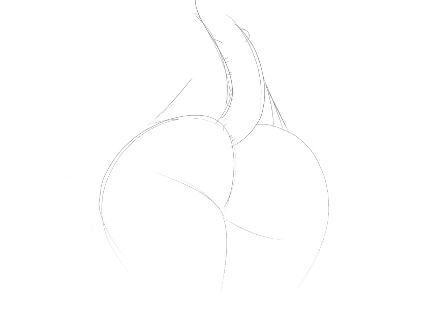 2023 animated anthro big_butt butt hi_res jigglyjuggle low-angle_view monochrome solo tail tail_motion tail_sway thick_thighs walking