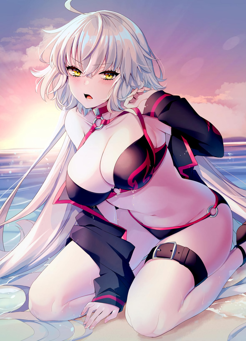 bikini cleavage fate/grand_order garter jeanne_d'arc jeanne_d'arc_(alter)_(fate) neko-san_(dim.dream) swimsuits