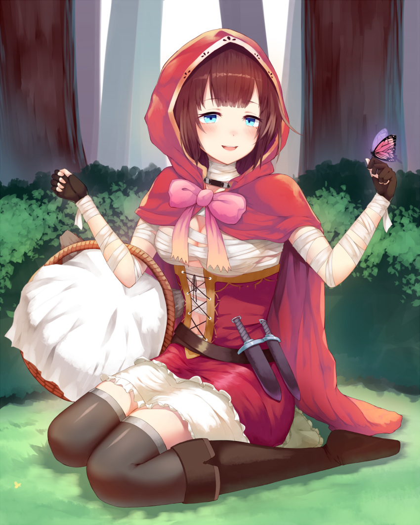 bandages little_red_riding_hood_(character) sarashi tagme thighhighs weapon yamato_(muchuu_paradigm)