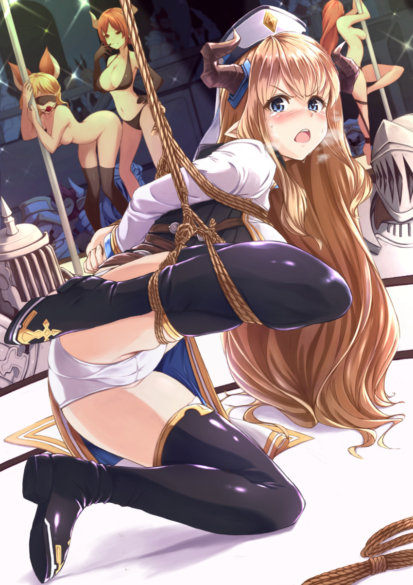 ass bikini bondage cameltoe cyoppu granblue_fantasy heels horns naked pantsu pointy_ears razia swimsuits thighhighs