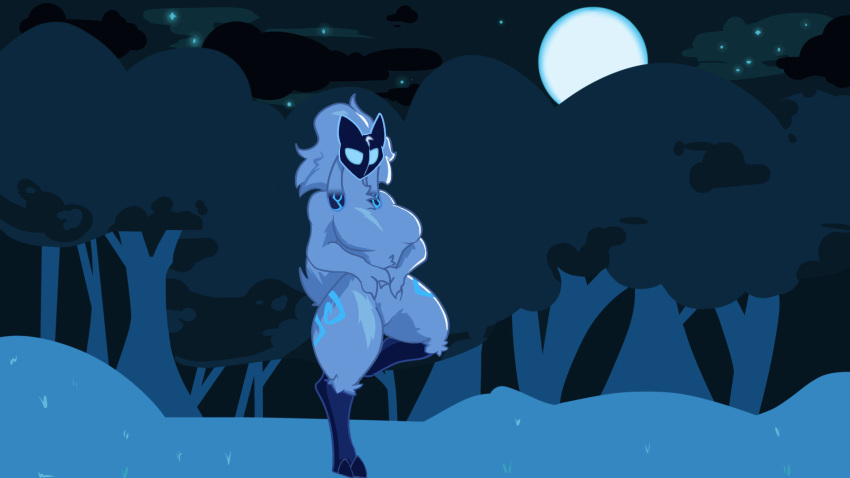 animated anthro big_breasts big_butt body_size_growth bovid breast_expansion breasts butt butt_expansion caprine expansion female fur fur_markings hair hi_res hip_expansion hooves huge_breasts huge_thighs kindred_(lol) lamb_(lol) league_of_legends long_hair mammal markings mask moon riot_games sheep size_transformation sky solo star starry_sky svanarts thick_thighs thigh_expansion transformation white_body white_fur white_hair