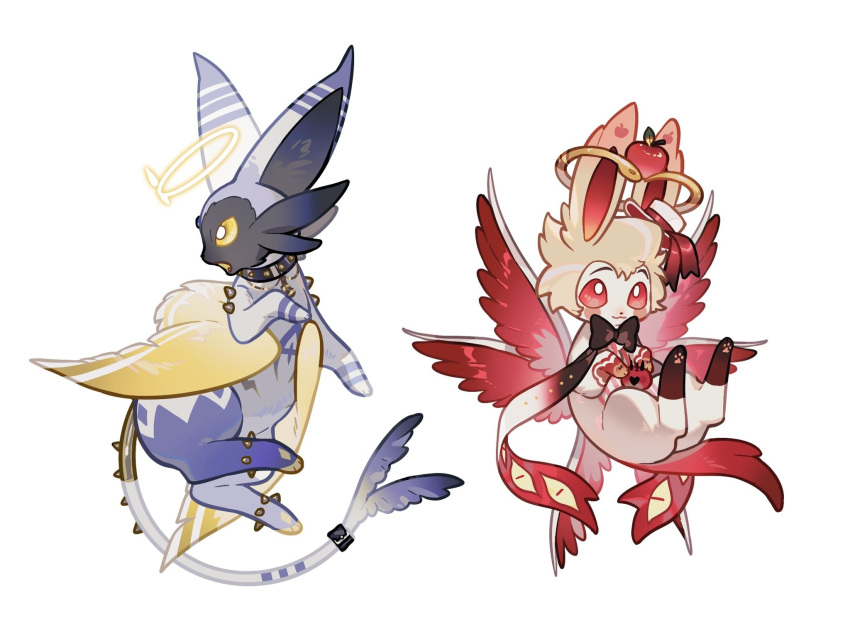 adam_(hazbin_hotel) alternate_species ambiguous_gender crossover demon duo eeveelution espeon fallen_angel feral feralized forked_tail generation_2_pokemon generation_6_pokemon halo hazbin_hotel hi_res lucifer_(hazbin_hotel) multi_wing nintendo nuclear_fusion_(artist) pokemon pokemon_(species) sylveon tail unusual_anatomy unusual_tail wings