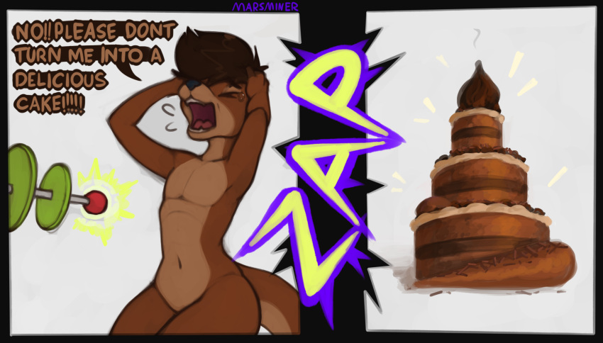 anthro cake cakeification dessert food hi_res keith_(marsminer) male mammal marsminer mustelid otter solo transformation