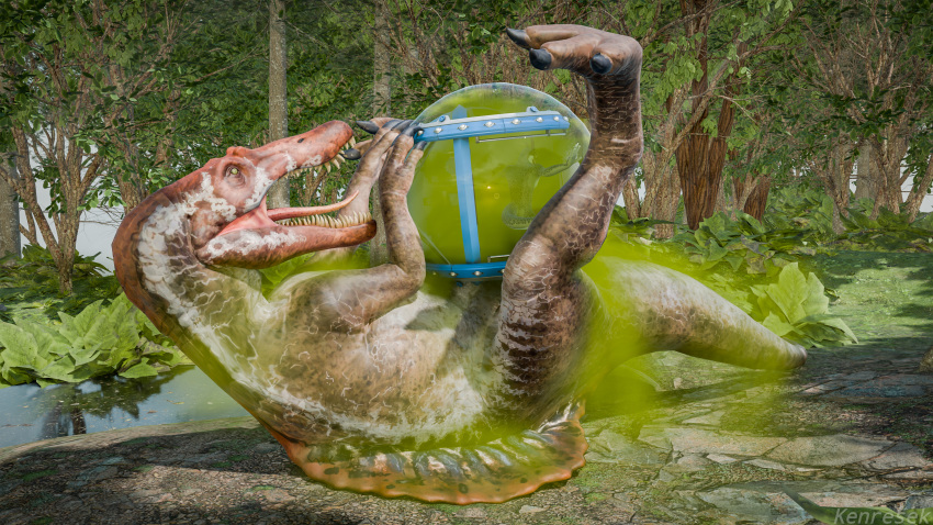 16:9 2024 3d_(artwork) absurd_res anthro blender_(software) blender_eevee digital_media_(artwork) dinosaur dragon duo fart fart_cloud fart_fetish farting_on_another feral forest green_body green_fart_cloud green_leaves green_scales gyrosphere hi_res jurassic_park jurassic_world kenresek leaf male male/male multicolored_body mythological_creature mythological_scalie mythology orange_body orange_scales plant reptile scales scalie spinosaurid spinosaurus tail theropod tree universal_studios white_body white_scales widescreen