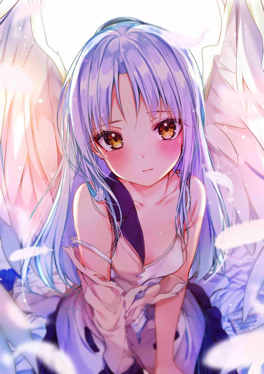 angel_beats! lingerie rouka seifuku tenshi torn_clothes wings