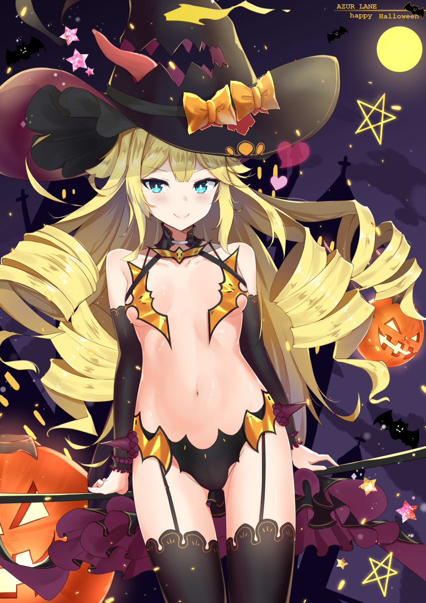 azur_lane fengyue_jiang halloween pantsu pasties smalley_(azur_lane) stockings thighhighs topless underboob witch