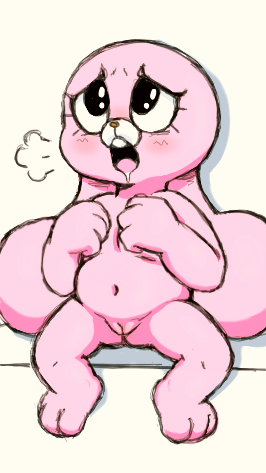 anais_watterson aroused bodily_fluids butt cartoon_network cub drooling female fur hi_res howl_echoes lagomorph leporid long_ears mammal open_mouth pink_body pink_fur pussy rabbit saliva solo solo_focus spread_legs spreading the_amazing_world_of_gumball young