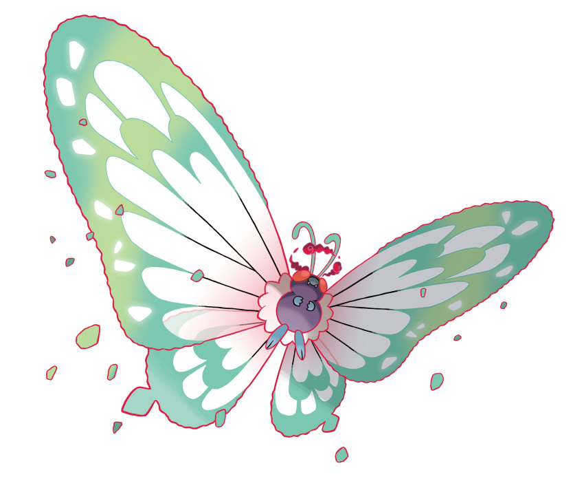 2019 absurd_res ambiguous_gender antennae_(anatomy) arthropod feral flying gigantamax_butterfree gigantamax_pok&eacute;mon green_wings hi_res insect insect_wings lepidopteran nintendo official_art pok&eacute;mon pok&eacute;mon_(species) purple_body red_eyes shaded simple_background solo unknown_artist video_games white_background white_wings wings