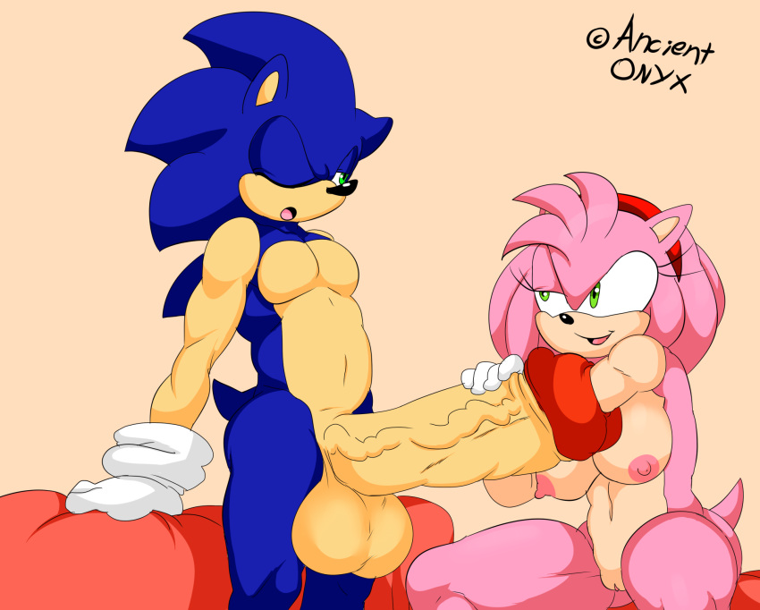 accessory amy_rose ancient-onyx arm_support balls big_balls blue_body blue_fur blue_spines breasts clitoral_hood clothing deep_penetration denizen1414 eulipotyphlan female fisting fur gloves green_eyes half-closed_eyes handwear headband hedgehog hi_res holding_penis huge_balls hyper hyper_balls hyper_penis looking_at_another looking_at_partner looking_pleasured male mammal medium_breasts muscular muscular_female muscular_male navel nipples nude one_eye_closed open_mouth penetration penis pink_body pink_fur pink_spines pussy sitting smile sonic_(series) sonic_the_hedgehog thick_penis urethral urethral_fisting urethral_penetration vein veiny_penis