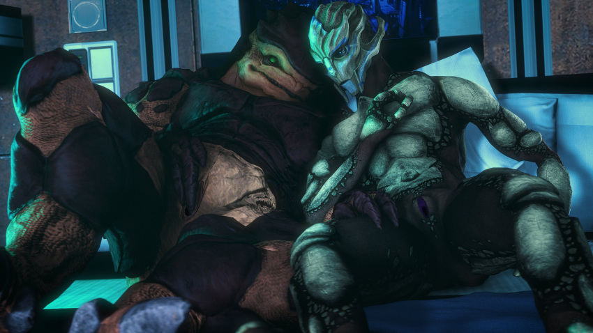 16:9 3d_(artwork) 4k absurd_res alien bed butt clitoral_hood clitoris digital_media_(artwork) duo female female/female fingering fingering_self furniture hand_on_chest hand_on_thigh hi_res interspecies krogan lying mass_effect masturbation nude on_bed pussy rooking source_filmmaker spread_legs spreading turian vaginal vaginal_fingering vaginal_masturbation video_games