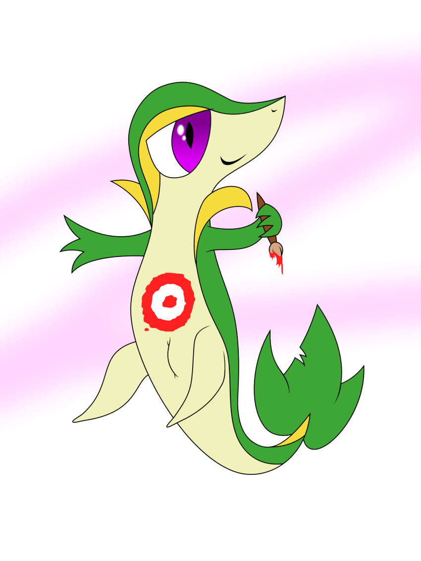 aqua-paw brush female hi_res lizard nintendo paint pok&eacute;mon pok&eacute;mon_(species) pussy reptile scalie snivy target video_games