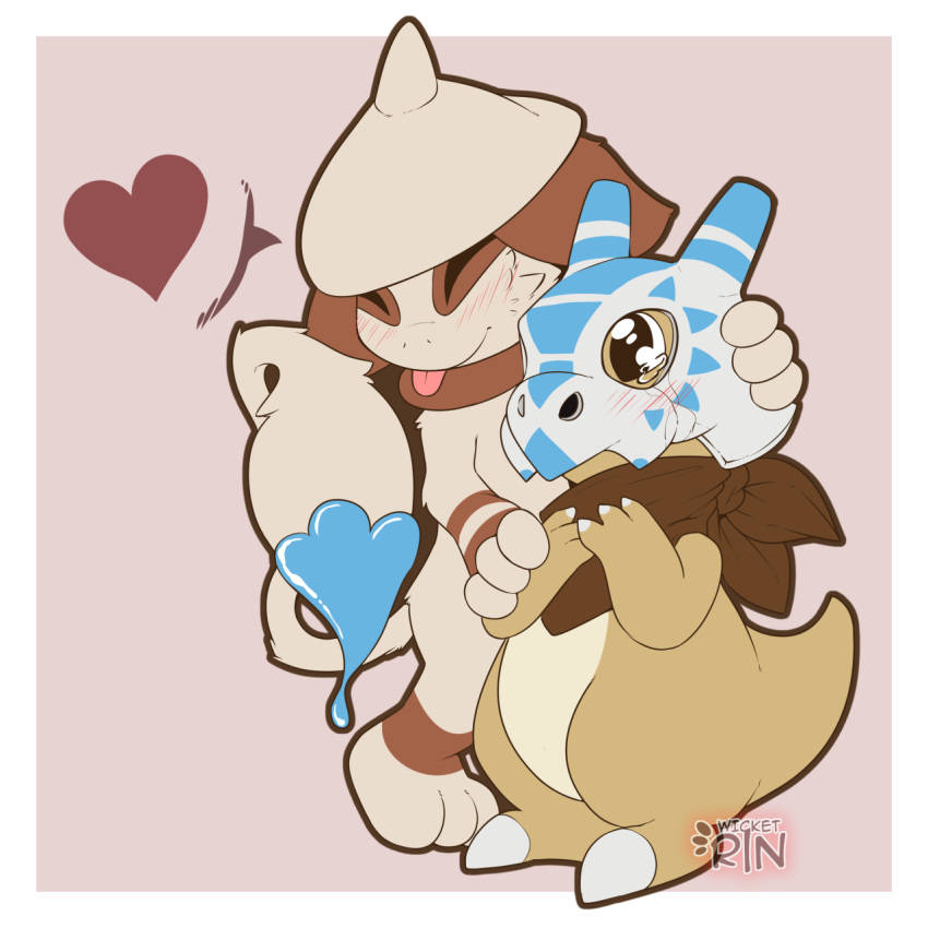 &lt;3 1:1 blush bodily_fluids bone cubone female hi_res male nintendo paint pok&eacute;mon pok&eacute;mon_(species) skull smeargle tears tongue video_games wicketrin