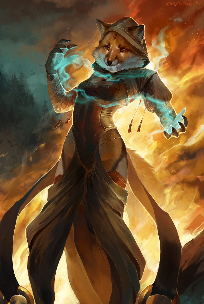 2019 5_fingers anthro black_nose breasts canid canine clothed clothing digital_media_(artwork) female fingers fox fur hi_res juliathedragoncat mammal orange_body orange_eyes orange_fur solo