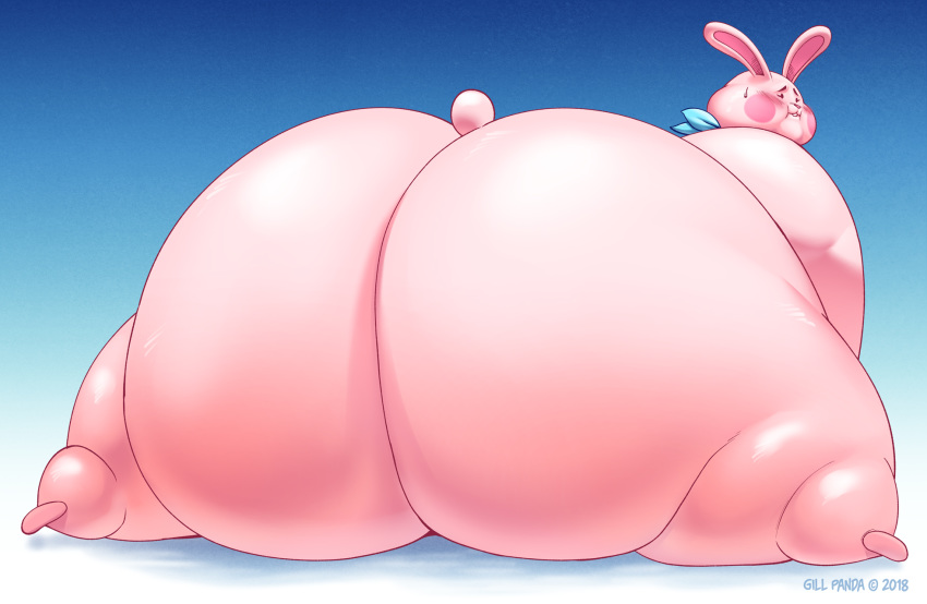 2018 anthro barefoot big_butt biped bodily_fluids buckteeth butt disney female fun_bun gillpanda hi_res huge_butt hyper hyper_butt lagomorph leporid long_ears lying mammal nude obese obese_female on_front on_ground overweight overweight_female presenting presenting_hindquarters rabbit ralph_breaks_the_internet rosy_cheeks solo spread_legs spreading sweat teeth thick_thighs wreck-it_ralph