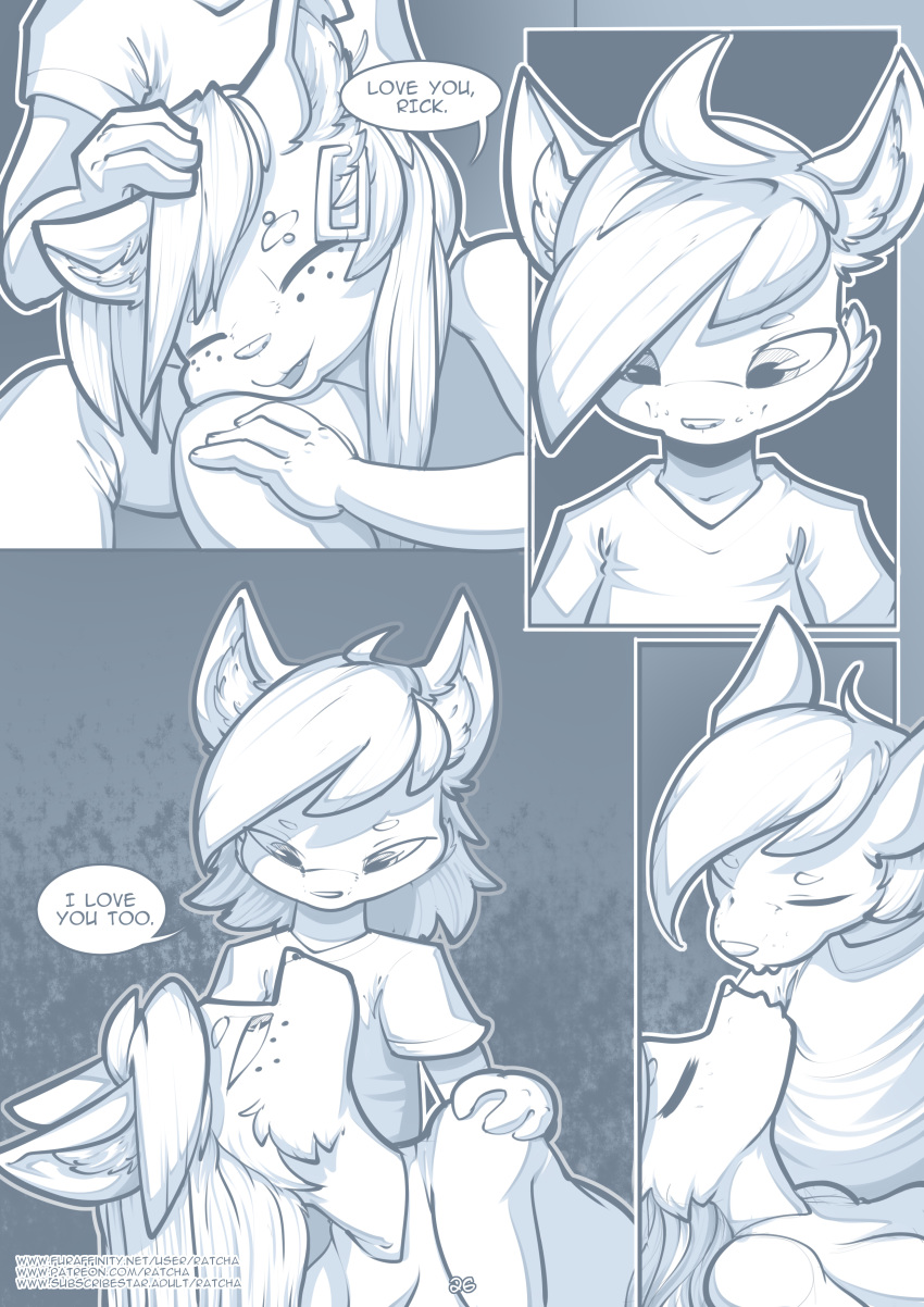 2019 absurd_res anthro brother brother_and_sister canid canine clothed clothing comic dialogue digital_media_(artwork) duo english_text female fox fur hair hi_res imminent_kiss incest male mammal ratcha rick_(ratcha) rina_(ratcha) sibling sister text