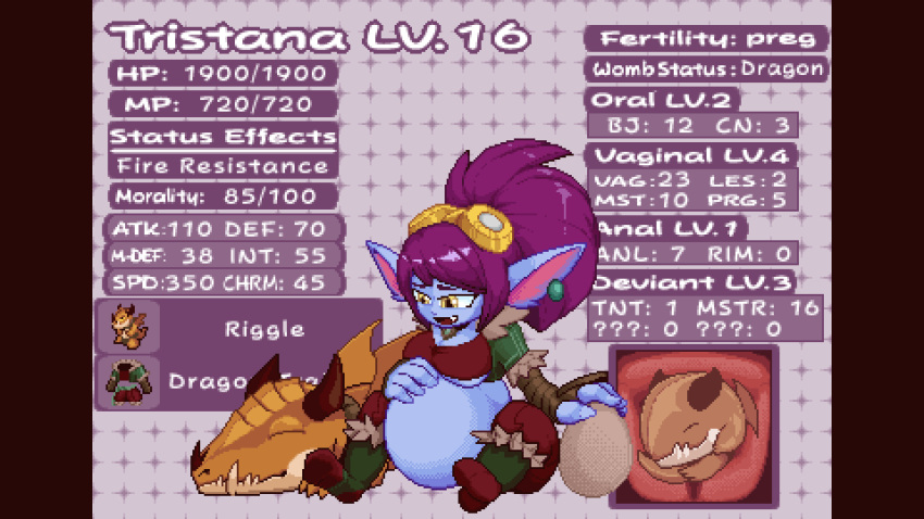 16:9 2019 animated belly big_belly breasts clothed clothing digital_media_(artwork) dragon egg female hair hi_res humanoid league_of_legends mammal pregnant riggle riot_games smile snesflint text tristana_(lol) uterus video_games yordle