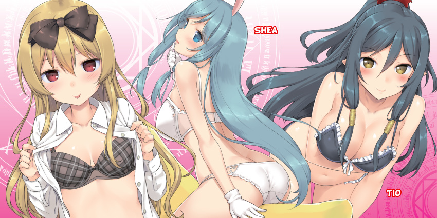 animal_ears arifureta_shokugyou_de_sekai_saikyou ass blush bra long_hair open_shirt panties shea_haulia tagme_(character) takayaki underwear yue_(arifureta)