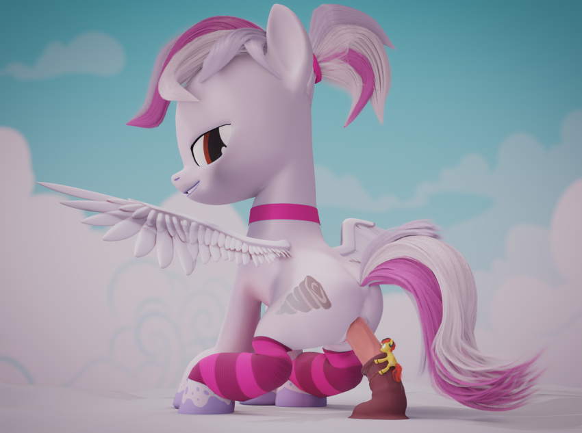 2019 3d_(artwork) animal_dildo animal_sex_toy anus bedroom_eyes bodily_fluids bound butt choker clothing cloud cutie_mark digital_media_(artwork) dildo dildo_sitting duo equid equine equine_dildo fan_character female female/female friendship_is_magic genital_fluids hair half-closed_eyes hi_res jewelry leg_warmers legwear mammal masturbation micro my_little_pony necklace ooredelen penetration pussy restrained scared seductive sex_toy smile southern_belle toying_self wings
