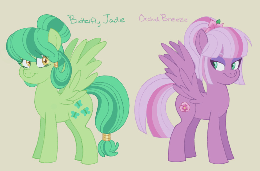 2019 cutie_mark digital_media_(artwork) duo equid equine eyeshadow feral fur green_body green_eyes green_fur green_hair hair hi_res itoruna makeup mammal my_little_pony pterippus purple_body purple_fur wings yellow_eyes