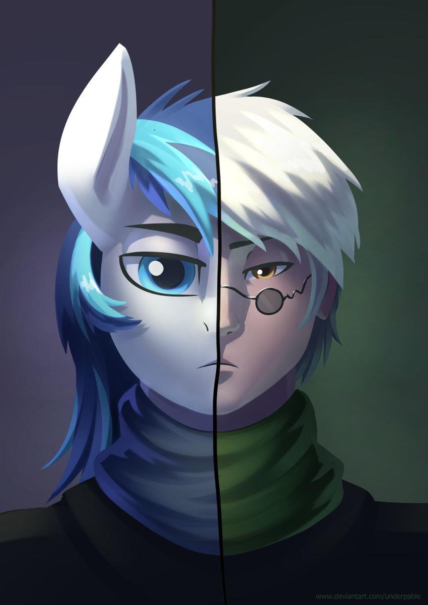 absurd_res anthro eyewear friendship_is_magic glasses hi_res human male mammal my_little_pony ozpin rwby shining_armor_(mlp) underpable