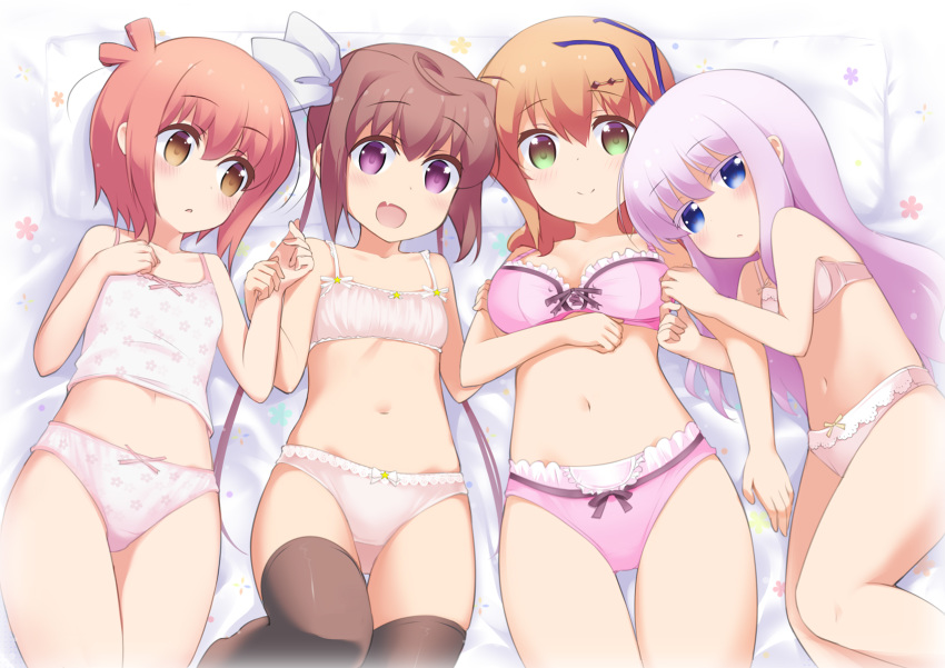 bra breast_hold cleavage ichinose_hana lingerie mocchi momochi_tamate pantsu sengoku_kamuri slow_start thighhighs tokura_eiko