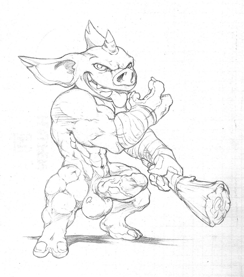 balls big_muscles blin_(tloz) bokoblin erection hi_res humanoid_penis male mammal muscular muscular_male nintendo nude penis solo suina the_legend_of_zelda tongue tongue_out utx-shapeshifter vein veiny_penis video_games