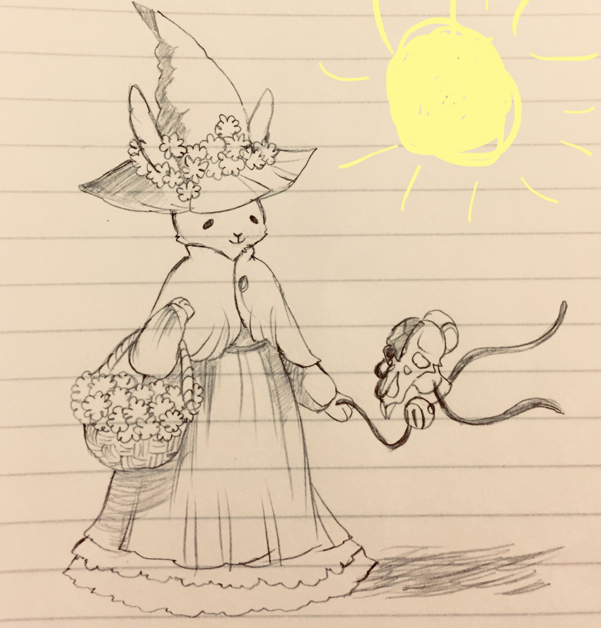 bone flower hi_res lagomorph leporid magic_user mammal mirmakinggifs plant rabbit skull sun witch