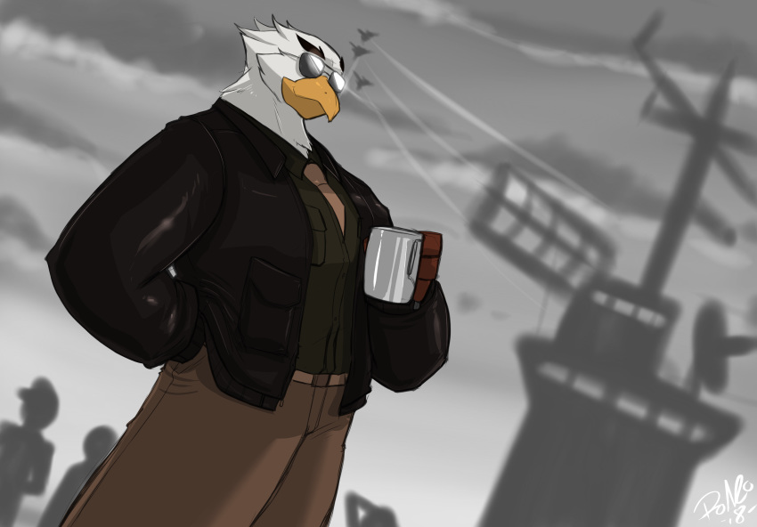 absurd_res accipitrid accipitriform aircraft airfield airport avian bald_eagle beverage bird canteen coffee colored eagle hi_res military retro sea_eagle shonuff skullman777 solo war-bird world_war_2