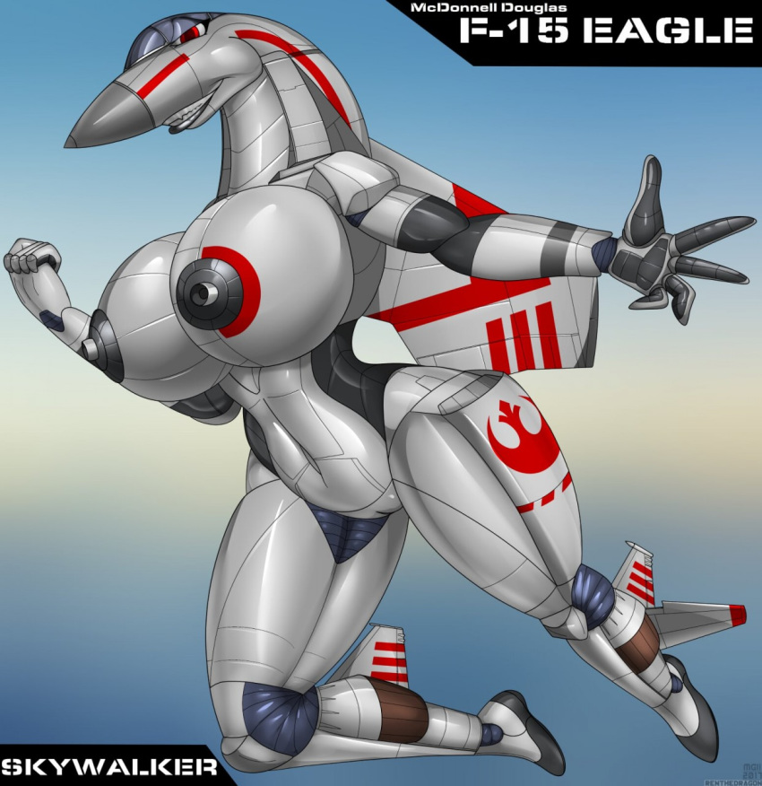 aircraft airplane anthro attack1942 breasts conditional_dnp female flying hi_res jet living_aircraft living_airplane living_machine machine nipples renthedragon solo star_wars wings x-wing