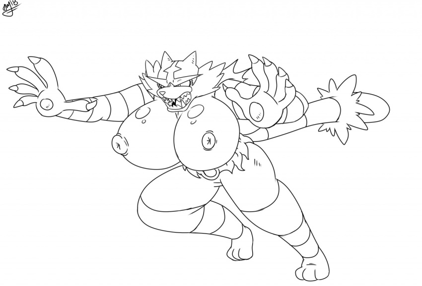 2018 anthro areola big_breasts breasts cricket-inc digital_media_(artwork) erect_nipples felid feline female fur huge_breasts hyper hyper_breasts incineroar mammal nintendo nipples nude pok&eacute;mon pok&eacute;mon_(species) pussy solo video_games wide_hips