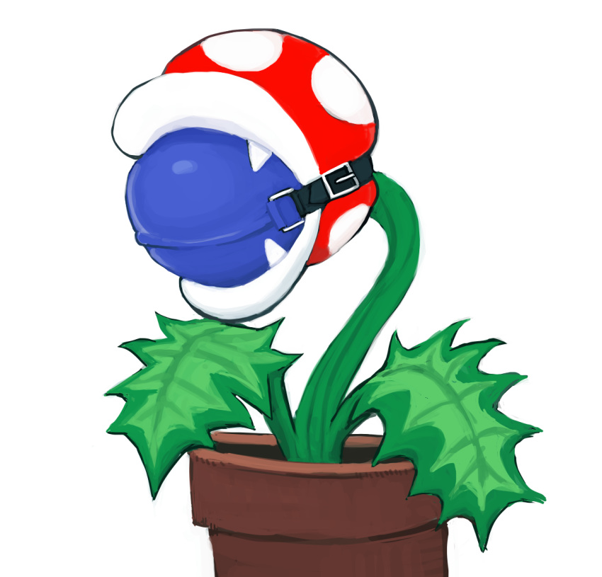 2019 ambiguous_gender ball_gag big_ball_gag digital_media_(artwork) flora_fauna gag gagged hicanyoumooforme mario_bros nintendo not_furry piranha_plant plant simple_background solo video_games white_background