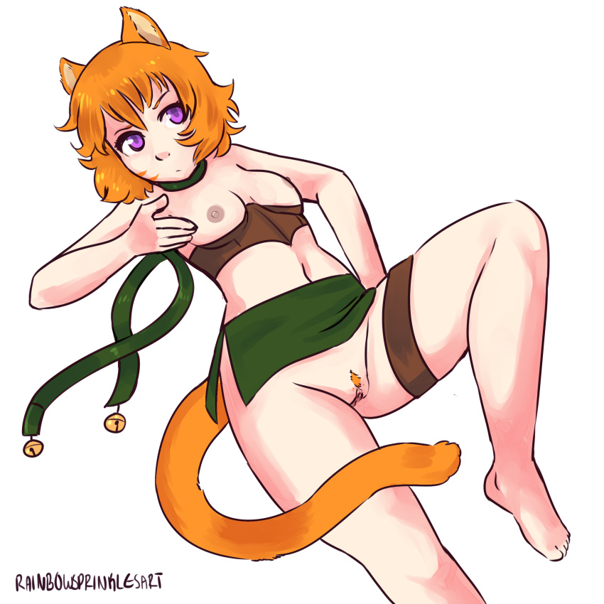 1:1 absurd_res animal_humanoid breasts clothed clothing felid felid_humanoid feline feline_humanoid female fire_emblem hair hi_res humanoid laguz lethe_(fire_emblem) mammal mammal_humanoid nintendo nipples orange_hair partially_clothed pubes purple_eyes pussy rainbowsprinklesart solo video_games