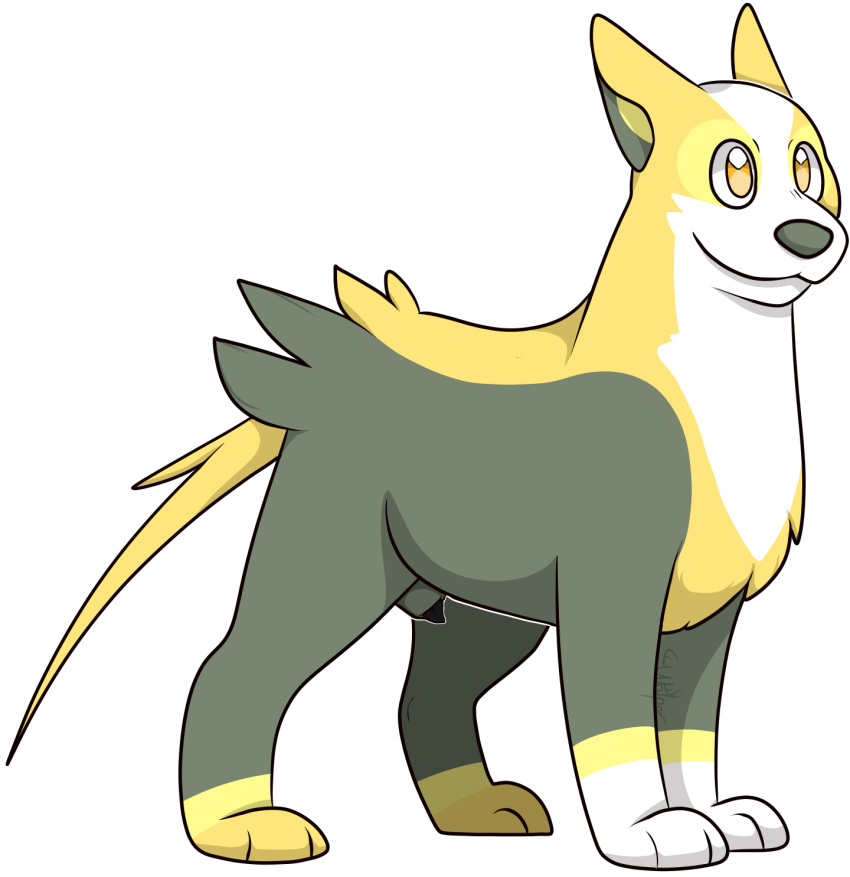 2019 alpha_channel animal_genitalia animal_penis black_penis boltund canine_penis feral front_view hi_res male nintendo penis pok&eacute;mon pok&eacute;mon_(species) sheath side_view slightly_chubby solo video_games will_fairborne_(thiccvally) wolper