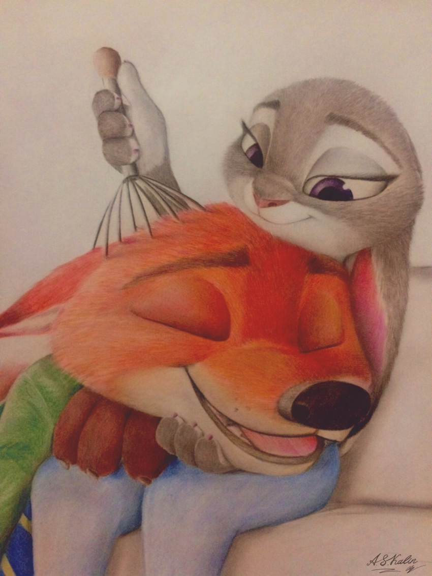 2018 absurd_res anthro askalin black_nose bottomwear canid canine claws clothed clothing disney duo eyes_closed fox fur grey_body grey_fur happy hi_res holding_object judy_hopps mammal multicolored_body multicolored_fur necktie nick_wilde open_mouth open_smile orange_body orange_fur pants pink_nose purple_eyes red_fox shirt simple_background sitting smile teeth tongue topwear two_tone_body two_tone_fur white_body white_fur zootopia