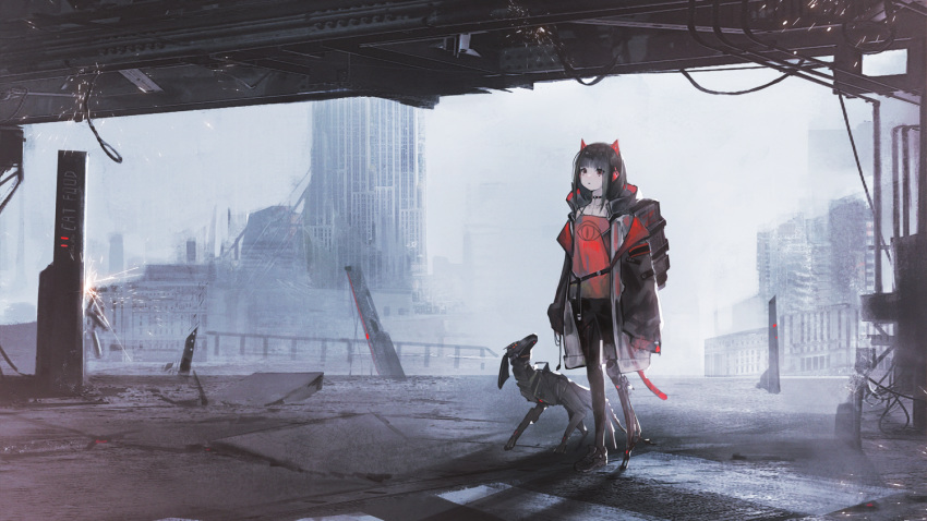 animal_ears building mechagirl original ruins tail vhumiku